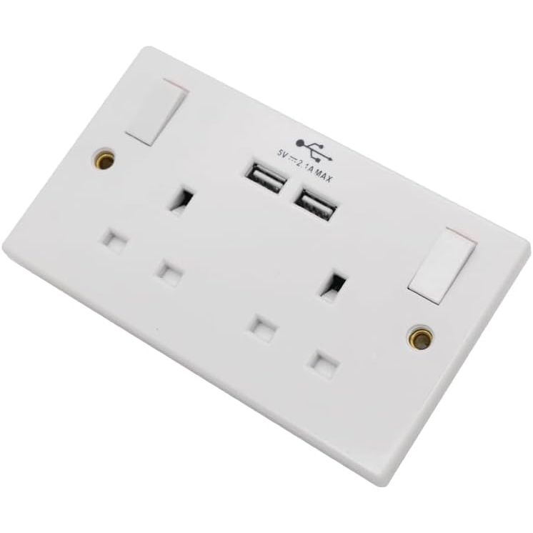 2 Gang Switched Socket With USB