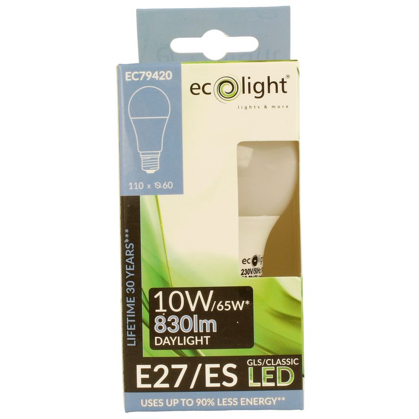 Classic GLS 10W Daylight E27/ES LED Bulb 6500K Frosted 12's