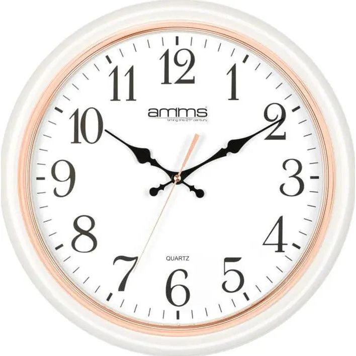 AMMS Wall Clock Silent Sweep Movement White AMB8250WKS1