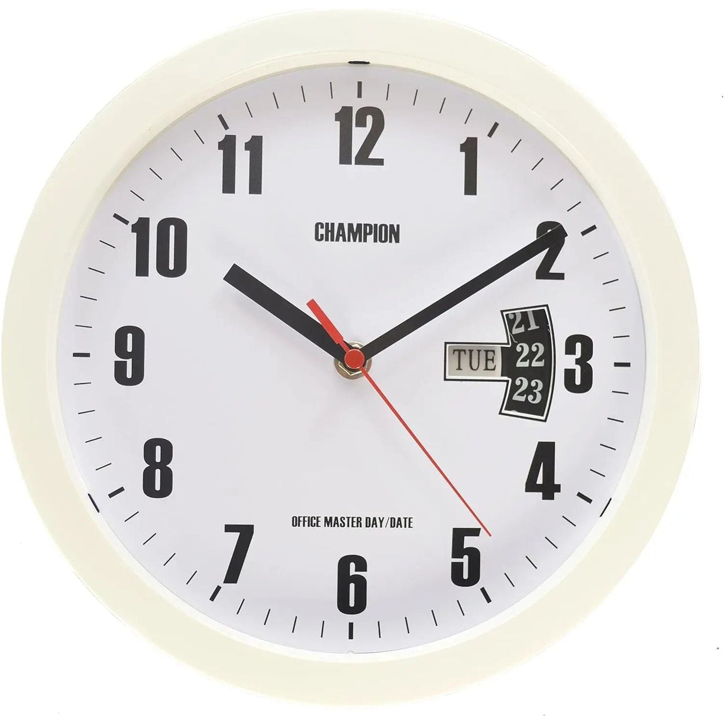 Bold 10 inch 250mm Day Date Quartz Wall Clock (White)