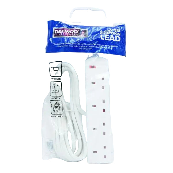 4 Gang 5m Extension Lead