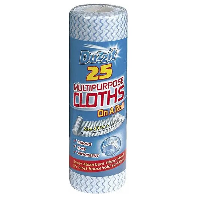 Duzzit Multipurpose Cloths On A Roll 25 Pk Box of 12