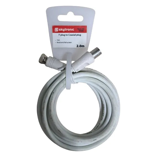 Skytronic F Plug To Coaxial Plug 2m - Box of 10