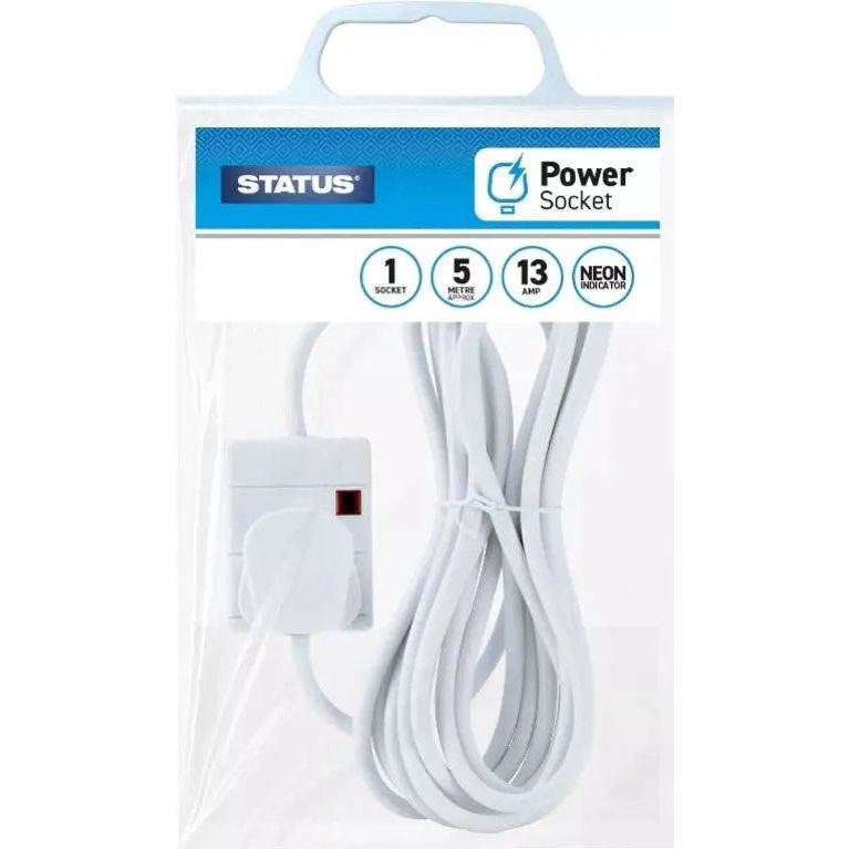Status 1 Gang 5m Extension Lead With Neon Indicator