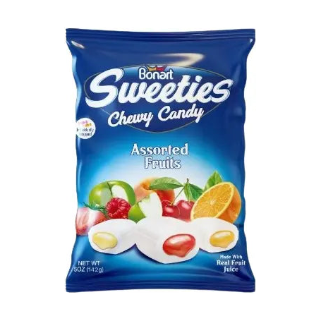 Sweeties Chewy Candy Assorted Fruits Bag - 142g - JM Bonart Pack of 24