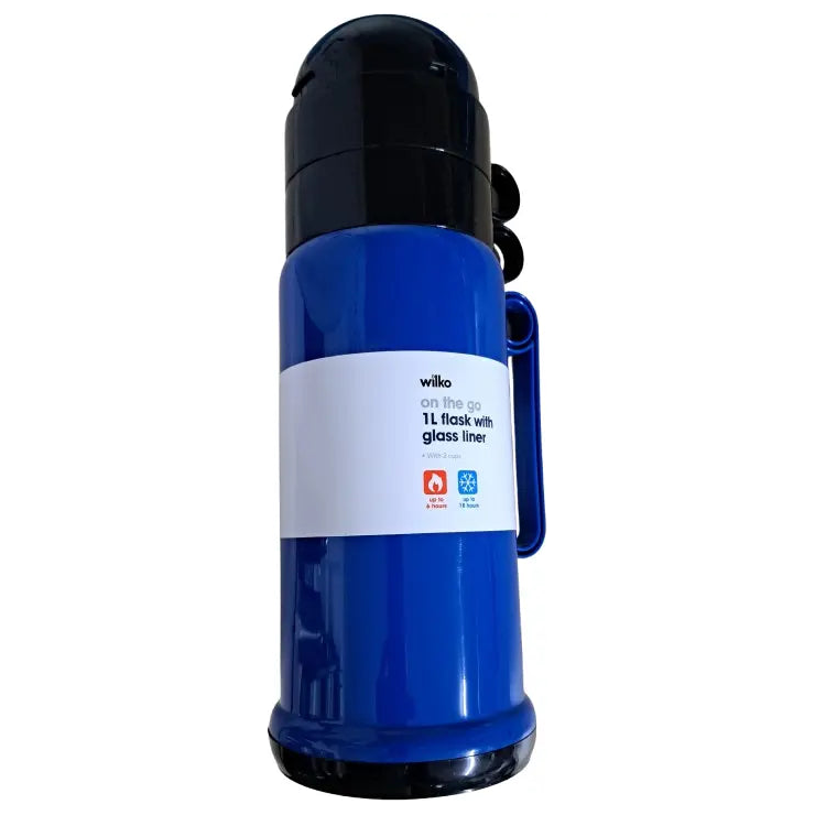 Flask Hot Cold Insulated Glass Vacuum Flask Travel Flask 2 Cups 1 Litre Flask