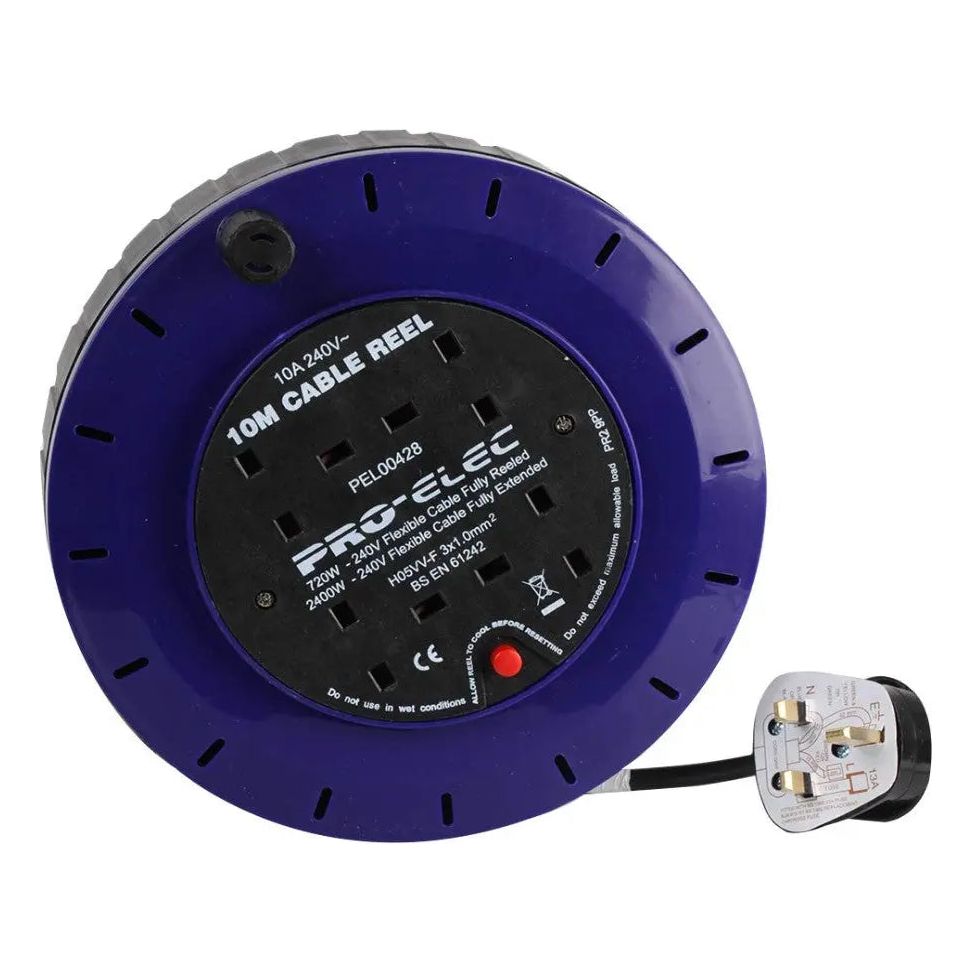 10 Meter 10 Amp 4 Socket Cable Extension Reel