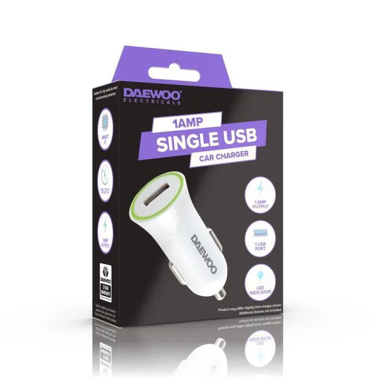 Single USB Port Car Charger Daewoo - Box of 6