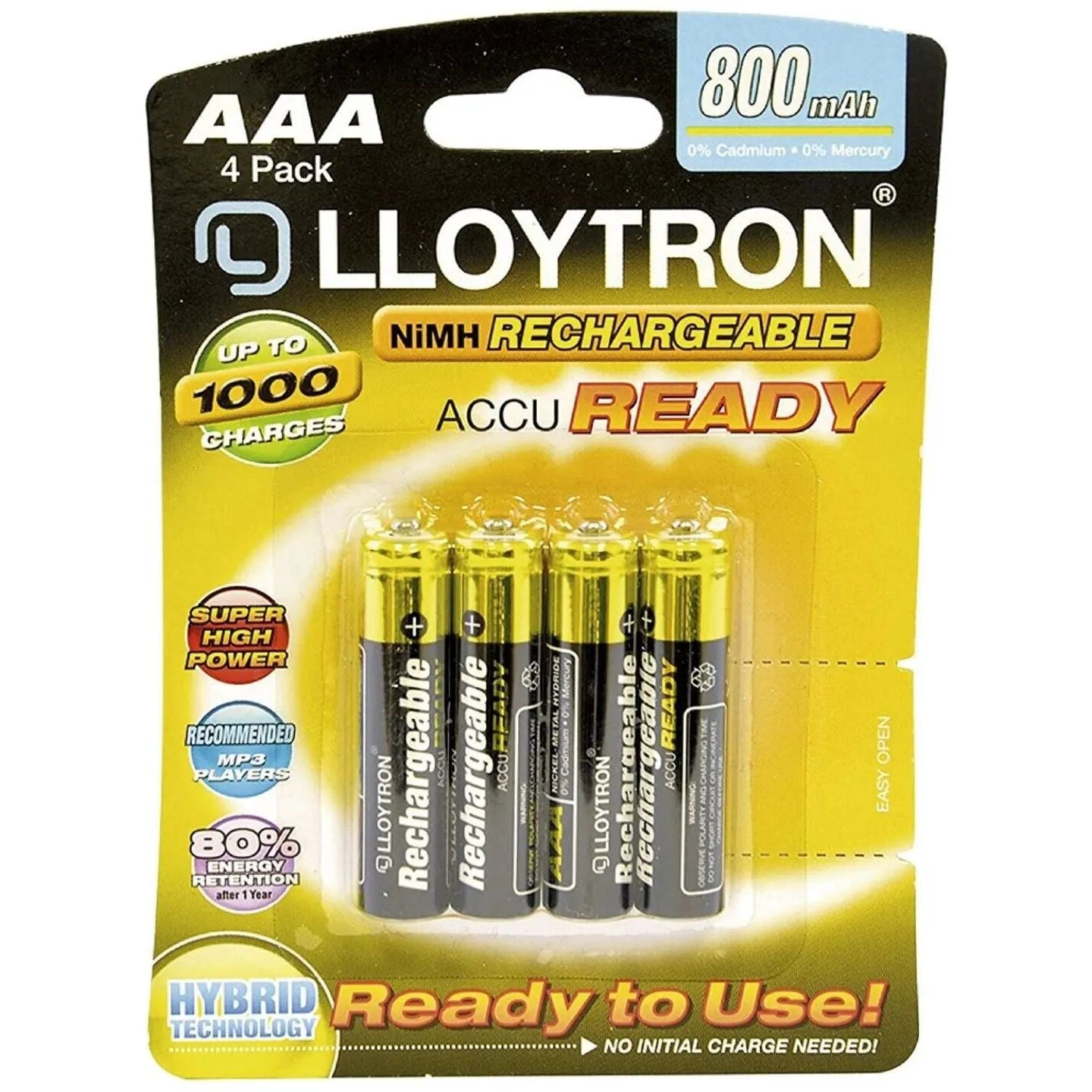 Lloytron Rechargeable AAA 800 mAh - Box of 10
