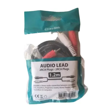 1.2m 2 Phono To 2 Phono Lead - AV Link - Pack of 6