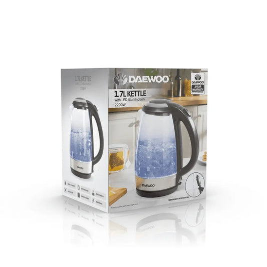 Glass Kettle With LED 1.7L Daewoo