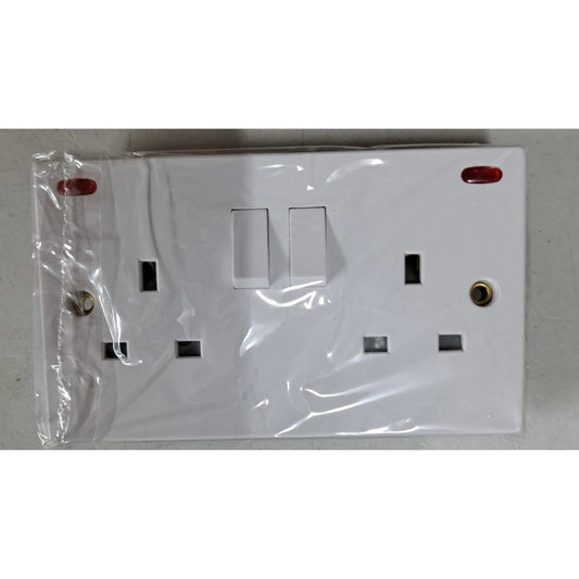 13 Amp 2 Gang Switched Socket With Neon Knightsbridge - Box of 10