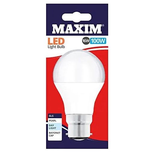 Maxim LED 100w (16w) GLS BC Daylight Bulb 10 Pack