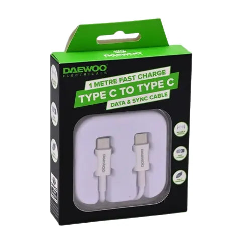 1 Metre Type C To Type C Fast Charge Daewoo - Box of 6