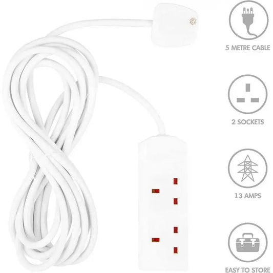 2 Gang 5 Metre Extension Lead