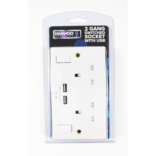 2 Gang Switched Socket With USB