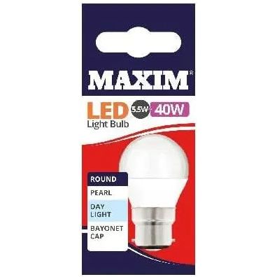 Round Bayonet Cap Day Light 40w (5.5w) B22 Pearl LED Bulb