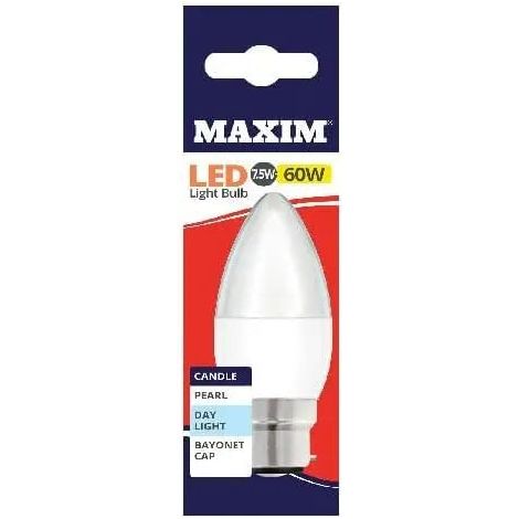Maxim LED 60w (7.5w) Candle BC Daylight Bulb 10 Pack
