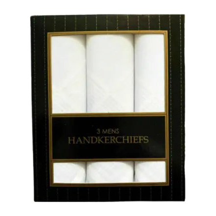 3 Pack Men's Handkerchiefs - Box of 12