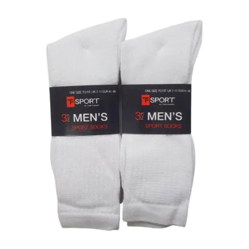 3 Pack Men's White Sport Socks - Pack of 12