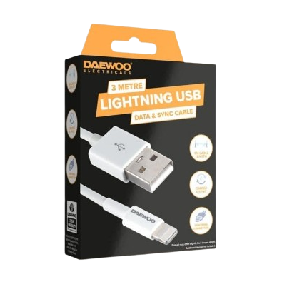 3 Metre USB-A to 8 Pin Lightning Cable