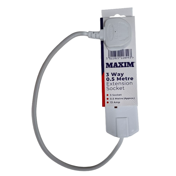 3 Gang 0.5m White Extension lead