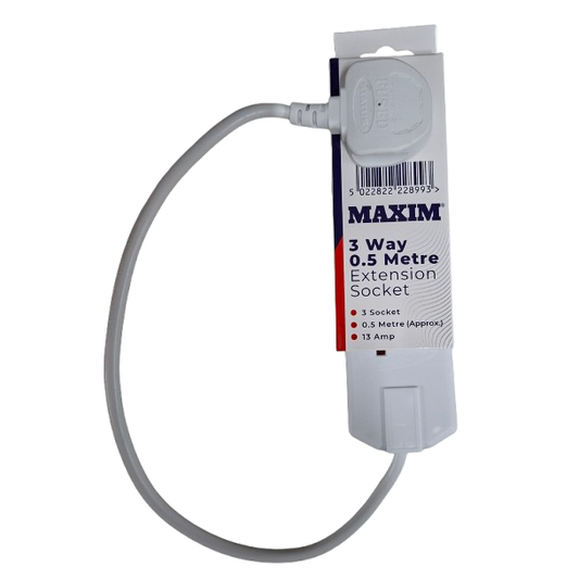 3 Gang 0.5m White Extension lead