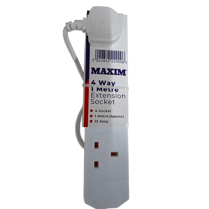 4 Gang 1m White Extension lead