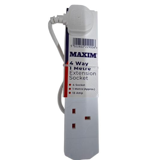 4 Gang 1m White Extension lead