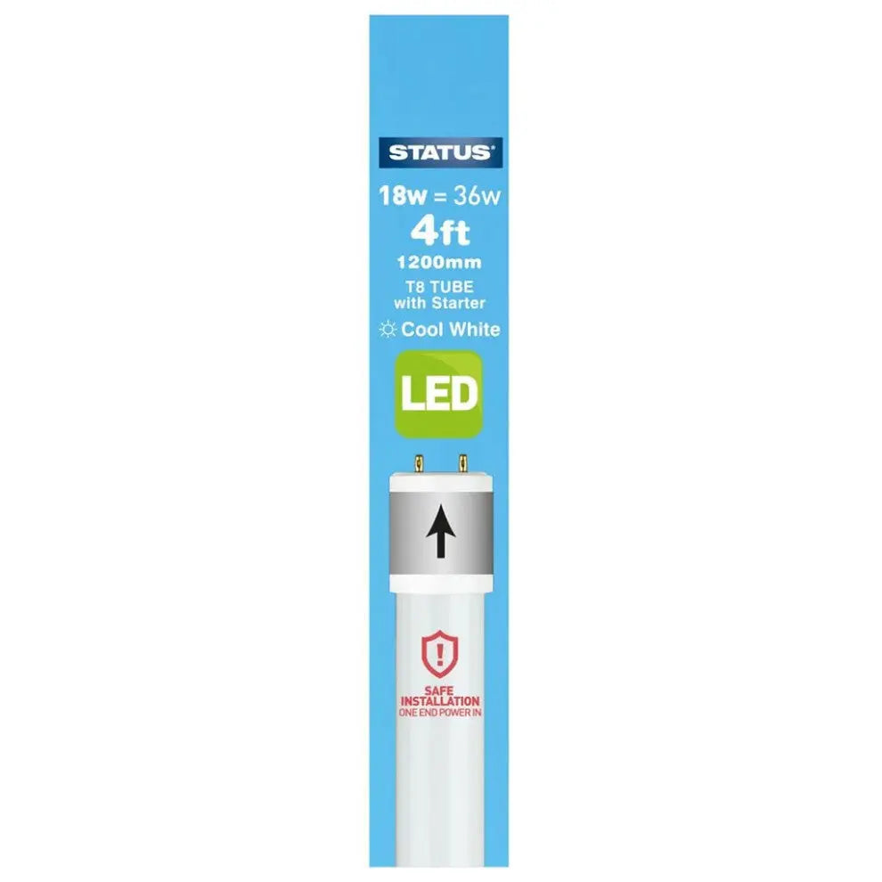 4ft 18w=36w Cool White LED Tube With Starter