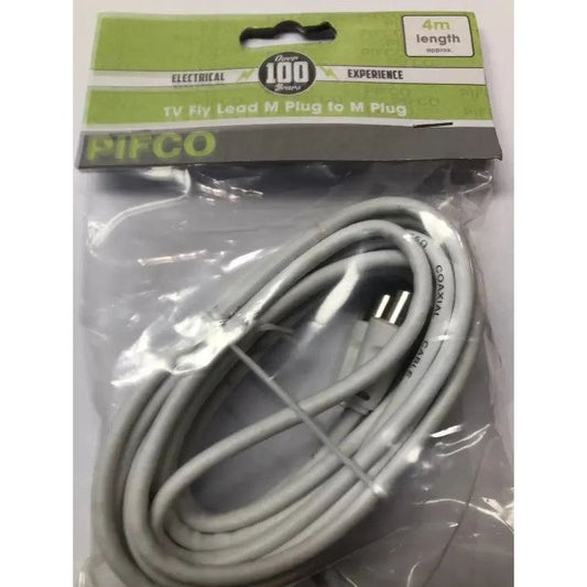 4M Metre M to M PLUG RF Coaxial Cable TV Aerial Fly Lead Digital Plug Coax - Box of 6