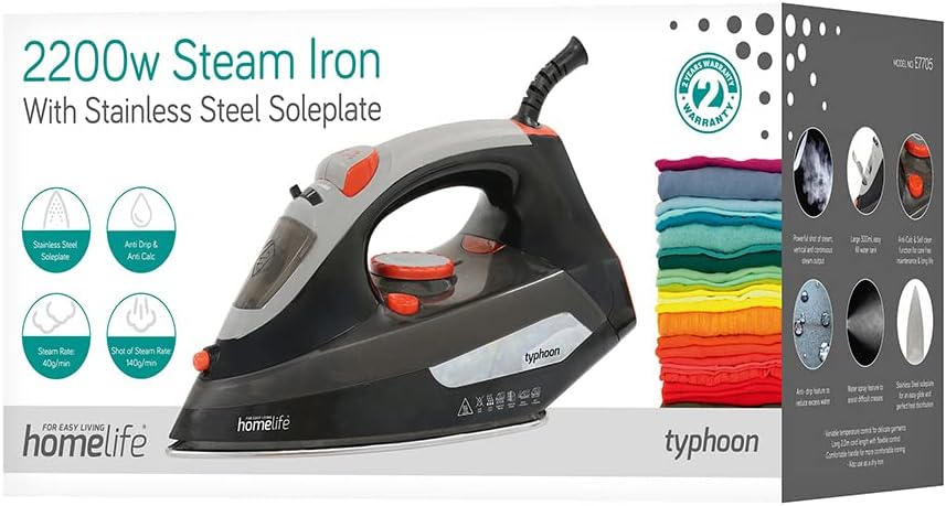 Homelife Typhoon 2200w Steam Iron Non-stick Soleplate
