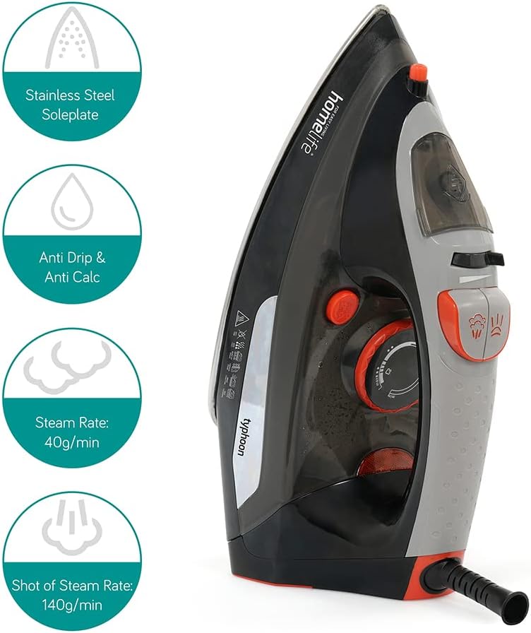 Homelife Typhoon 2200w Steam Iron Non-stick Soleplate