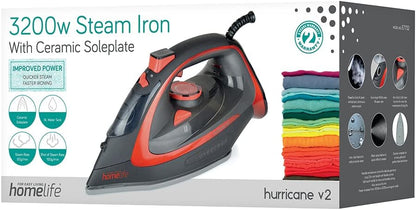 HomeLife 3200w Hurricane v2 Steam Iron with Ceramic Soleplate