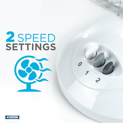Status Desk Fan 9 Inch Oscillating Portable Fan White