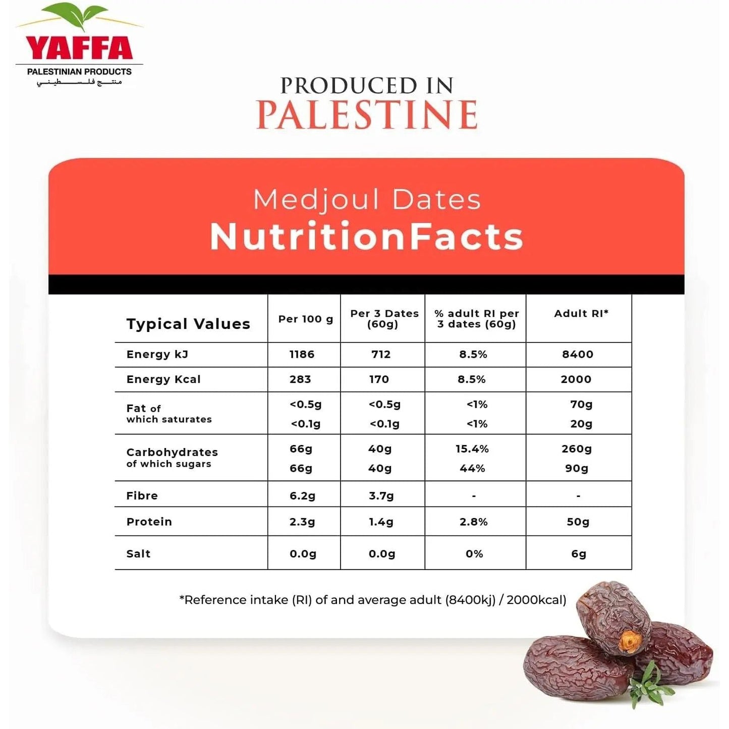 Palestinian Delights Medjoul Medium - 900g - Yaffa Box of 8