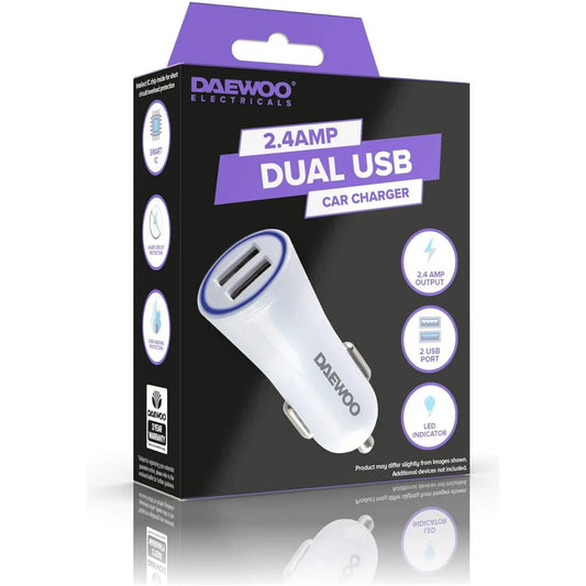 Dual USB Port Car Charger Daewoo - Box of 6