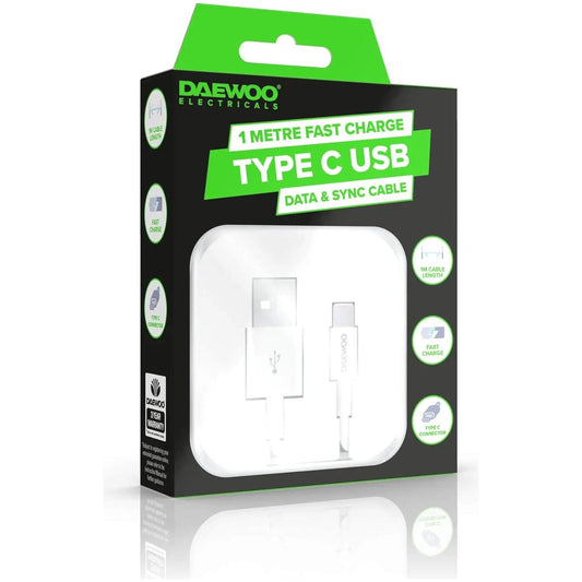 1 Metre USB-A to USB-C Fast Charge Cable Daewoo - Box of 6