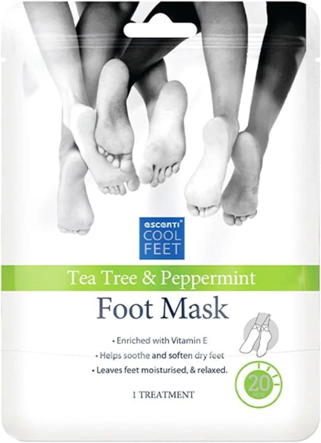 Escenti Cool Feet Tea Tree & Peppermint Foot Mask x 12
