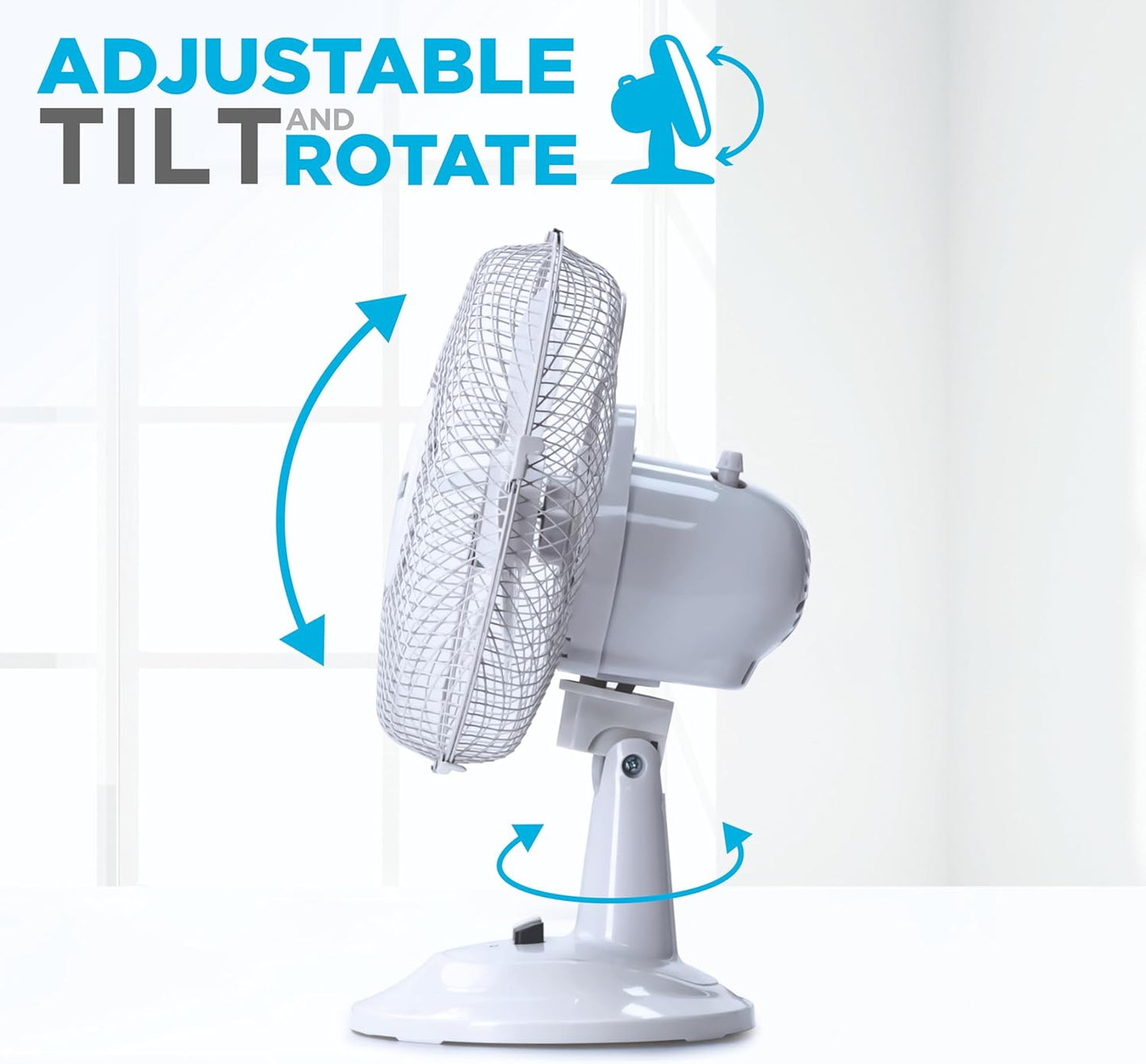 Status Desk Fan 9 Inch Oscillating Portable Fan White