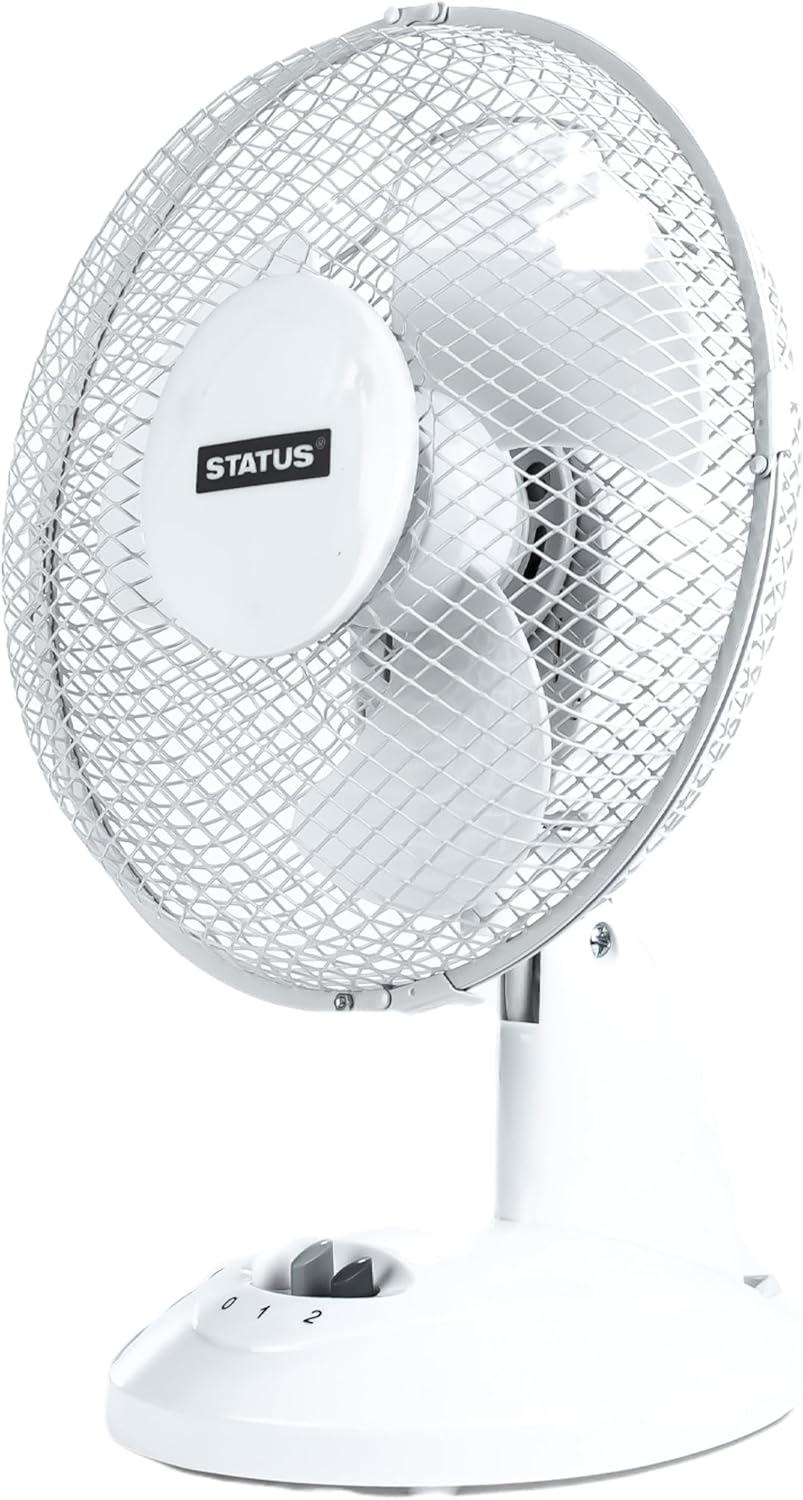 Status Desk Fan 9 Inch Oscillating Portable Fan White