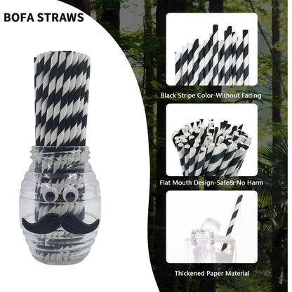 Black & White Paper Straws Pack of 100