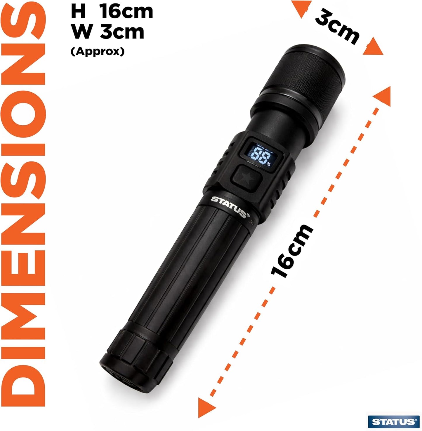 LED Rechargeable Aluminium Torch Matt Black
