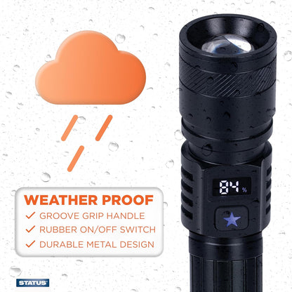 LED Rechargeable Aluminium Torch Matt Black