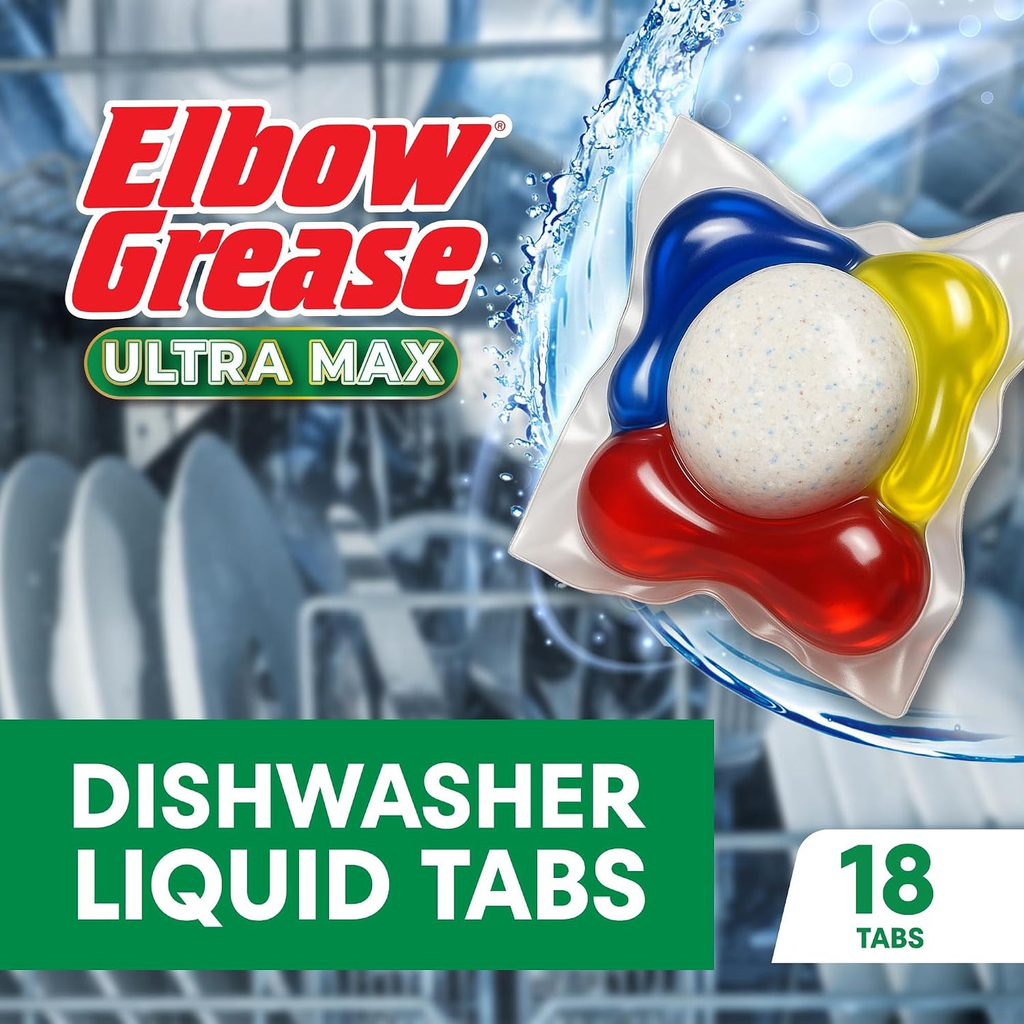 Elbow Grease Ultra Max Dishwasher Liquid Tabs 18pk x 7