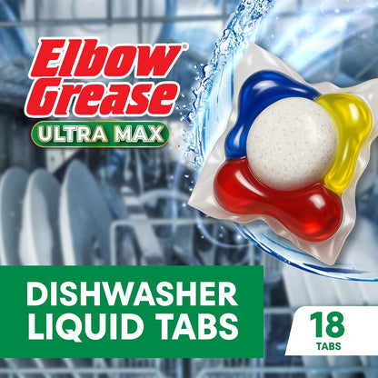 Elbow Grease Ultra Max Dishwasher Liquid Tabs 18pk x 7