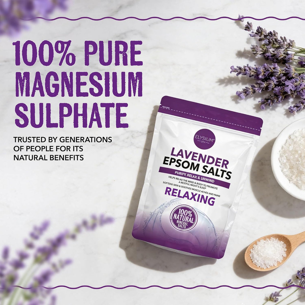 Elysium Spa Lavender Epsom Salts 450g x 12