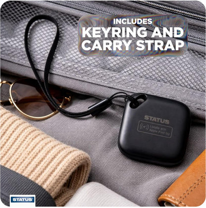Status Bluetooth Security Tracker for iPhone USB-C Rechargeable Smart Tag with Keyring for Keys, Luggage & Bags, Up to 5 Months Battery Life, Black