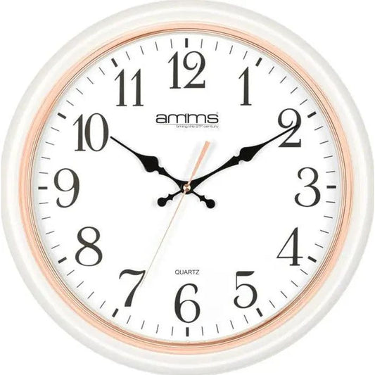 AMMS Wall Clock Silent Sweep Movement White AMB8250WKS1