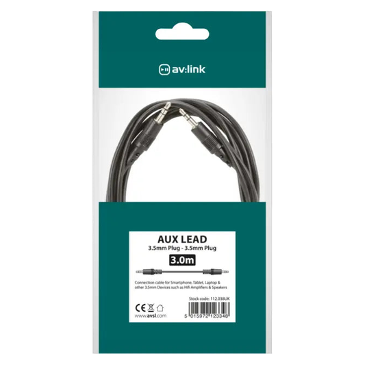 AUX (3.5mm) Cable 3m - AV Link - Pack of 6